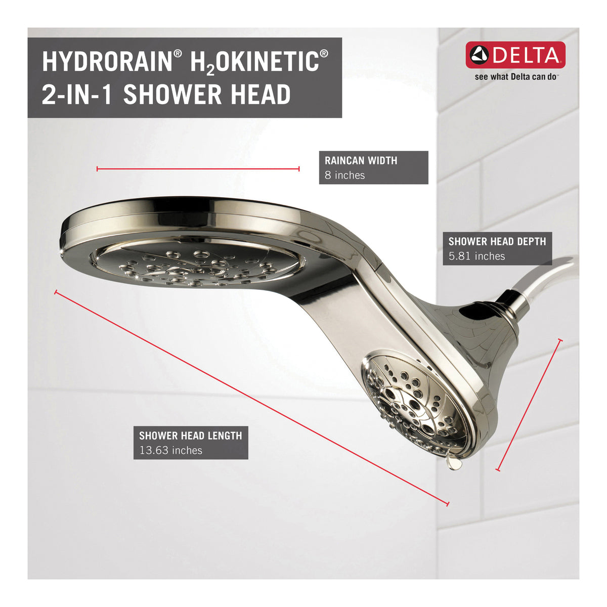 Hydrorain - Shower - 8" Dia Shower Head - 1.75 GPM
