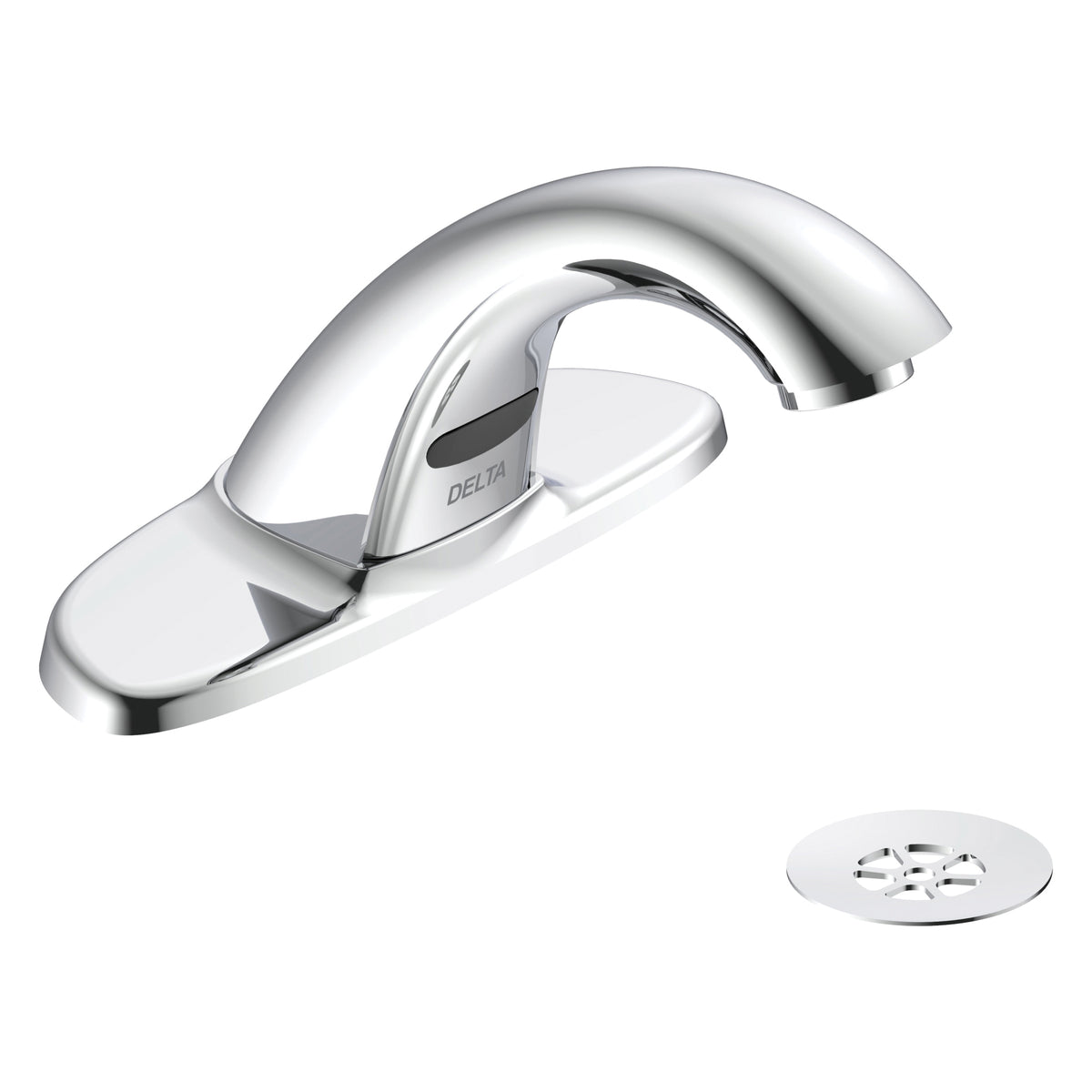 DELTA® 591LF-HGMHDF Touchless Lavatory Faucet With Grid Strainer, Polished Chrome, 0.5 gpm Flow Rate
