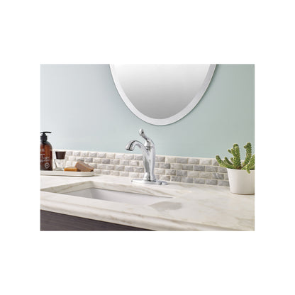 DELTA® Linden™ Lavatory Faucet, Commercial, 1.2 gpm Flow Rate, 5-1/4 in H Spout, 1 Handles, Pop-Up Drain, 1 Faucet Holes, Function: Traditional