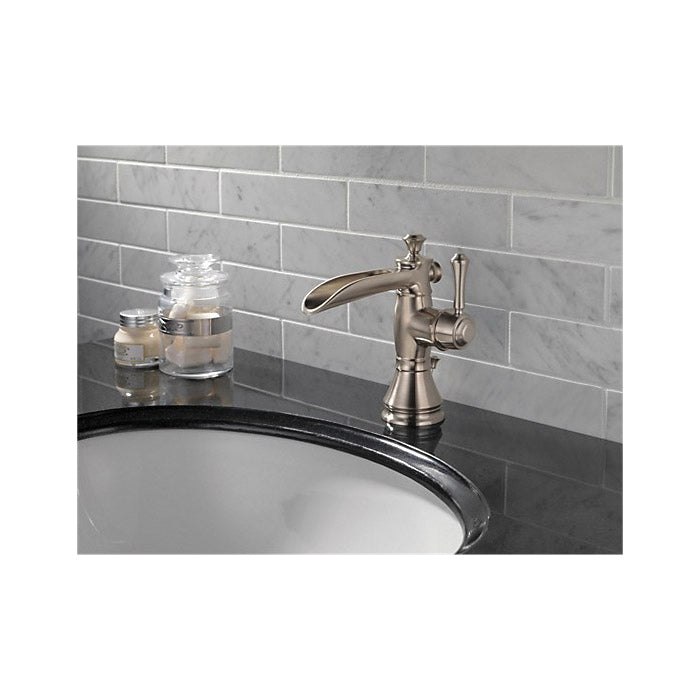 DELTA® Cassidy™, 1.2 gpm, 4-11/16 in H Spout, 1 Handles, Pop-Up Drain, 1/3 Faucet Holes, Function: Traditional, Commercial