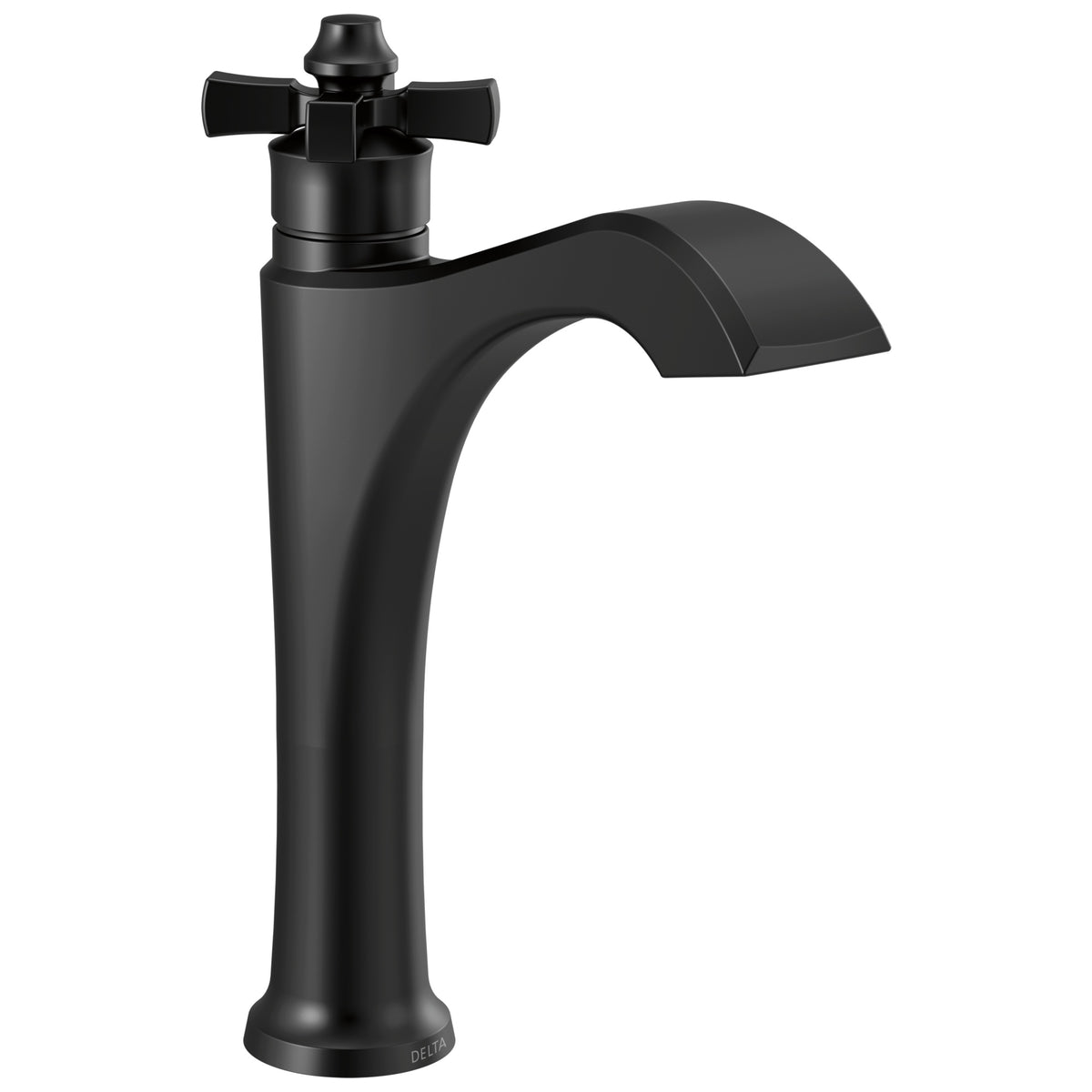 DELTA® 657-BL-DST Dorval™ Mid-Height Vessel Bathroom Faucet, Commercial/Residential, 5-1/2 in Spout, 7-3/8 in H Spout, Matte Black, 1 Handles, Import