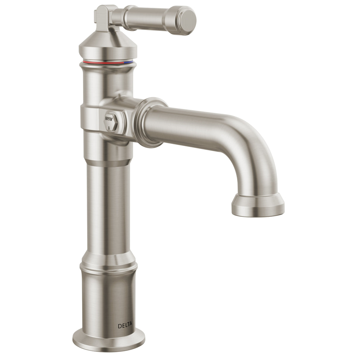 DELTA® 684-SS-PR-DST Broderick® Single-Handle Bathroom Faucet, 1.2 gpm Flow Rate, 4-1/2 in H Spout, 1 Handles, 1 Faucet Holes, Stainless, Function: Lavatory