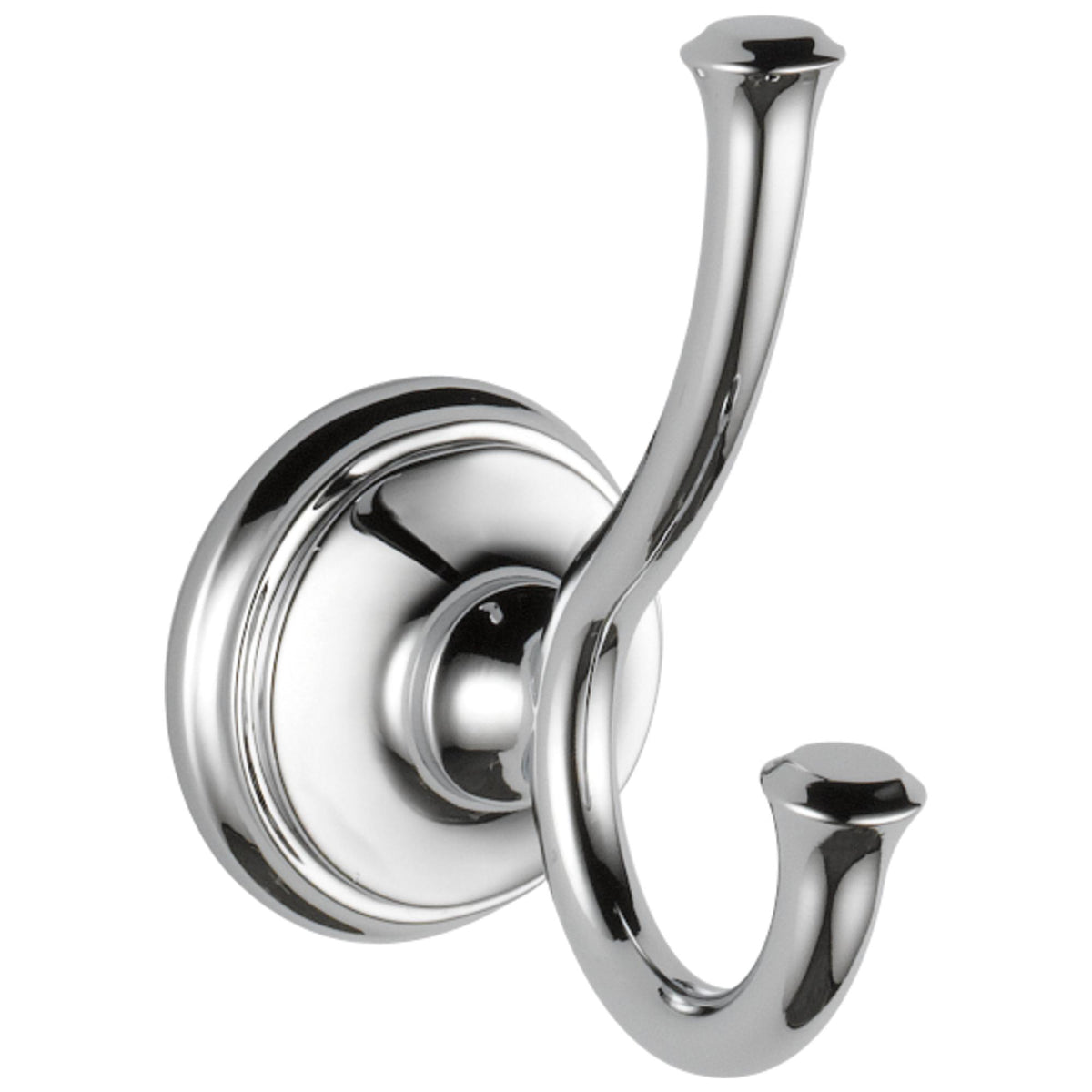 DELTA® Cassidy™ Robe Hook, 2 Hooks, 2-1/2 in OAW x 3-7/8 in OAD x 4-5/8 in OAH, Brass, Import
