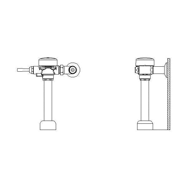 Commercial Teck® 81T201-5 Exposed Manual Flush Valve With Center Bumper Cover, 25 gpm, 1-1/2 in Inlet, 1-1/2 in Spud, 25 psi, Polished Chrome, Import