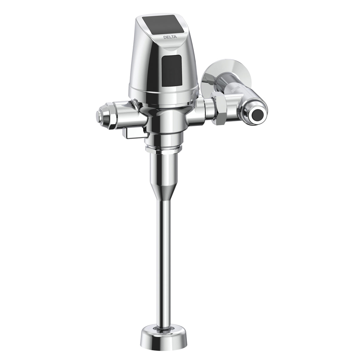 Commercial 81T231SP-MMO Teck® Exposed Field Adjustable Solar Flush Valve, 1.5 V AA Alkaline Battery, 0.5 gpm Flush Rate, 3/4 in Inlet, 60 psi Pressure, Polished Chrome, Import