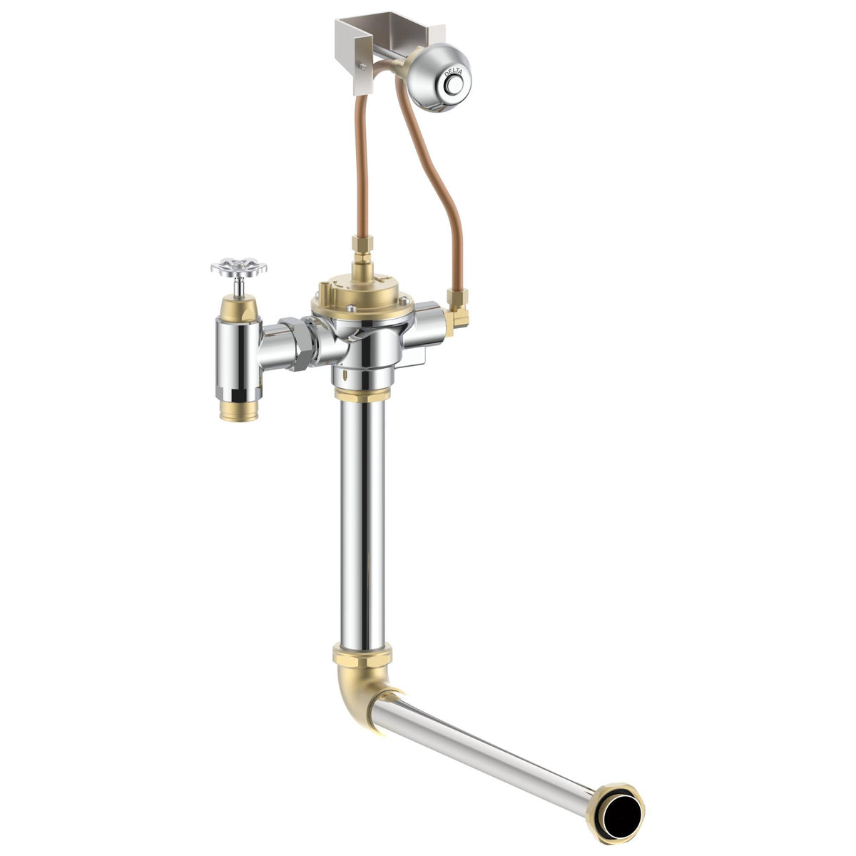 Commercial Teck® 83T140 Concealed Manual Flush Valve, 25 gpm Flush Rate, 1-1/2 in Inlet, 1-1/2 in Spud, 25 psi Pressure, Polished Chrome, Import