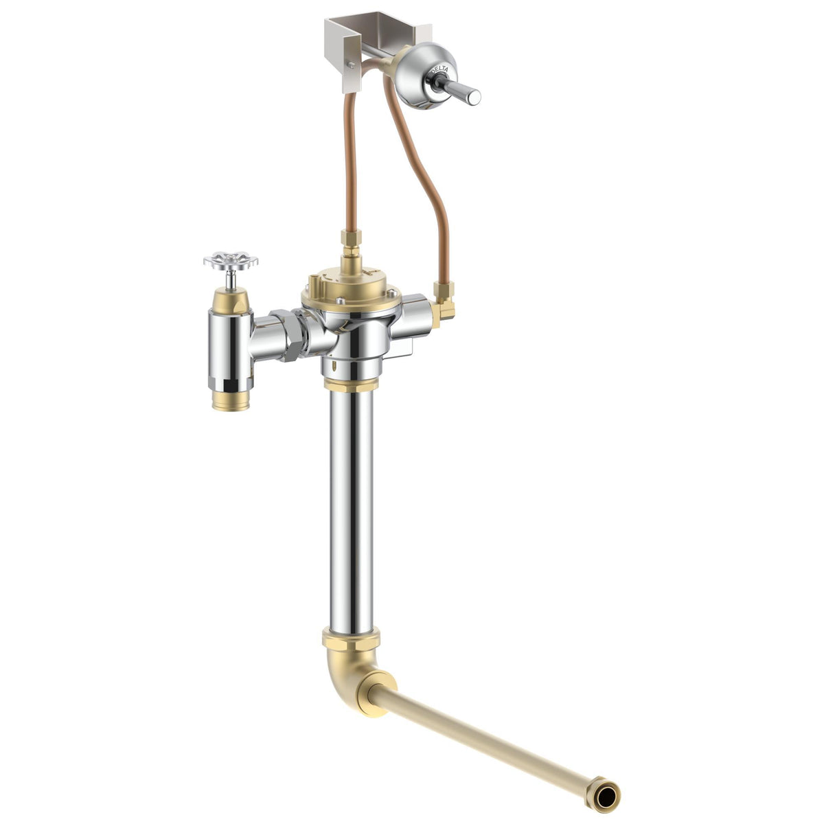 Commercial Teck® 83T431 Concealed Manual Flush Valve, 8 gpm, 3/4 in Inlet, 3/4 in Spud, 25 psi, Polished Chrome, Import