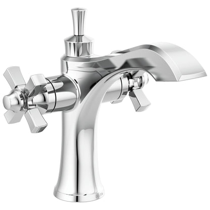DELTA® 857 Dorval™ Monoblock Bathroom Faucet, DELTA® Dorval™ Monoblock Bathroom Faucet, Commercial/Residential, 1.2 gpm Flow Rate, 5-1/2 in H Spout, 2 Handles, 1 Faucet Holes, Function: Traditional