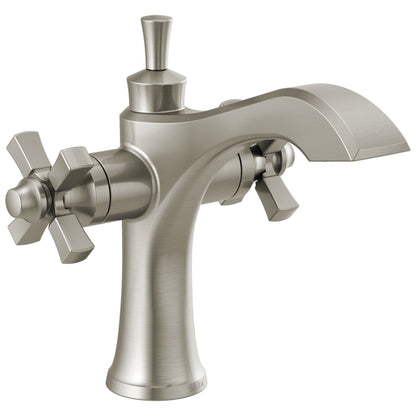 DELTA® 857 Dorval™ Monoblock Bathroom Faucet, DELTA® Dorval™ Monoblock Bathroom Faucet, Commercial/Residential, 1.2 gpm Flow Rate, 5-1/2 in H Spout, 2 Handles, 1 Faucet Holes, Function: Traditional