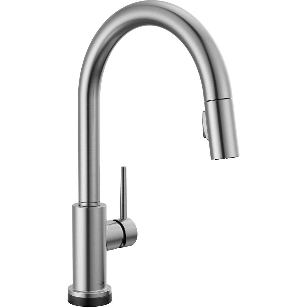 DELTA® 9159TV-AR-DST Trinsic® Pulldown Kitchen Faucet, 1.8 gpm Flow Rate, Arctic™ Stainless Steel, 1 Handles, 1/3 Faucet Holes, Function: Touchless, Commercial/Residential