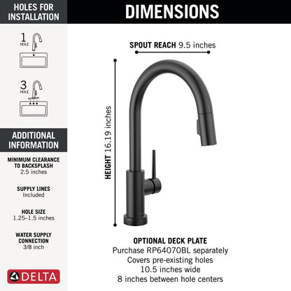 Trinsic - Pull-Down Kitchen Faucet - Matte Black - 1.8 GPM