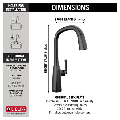 Stryke - Pull-Down Kitchen Faucet - Matte Black - 11-13/16"