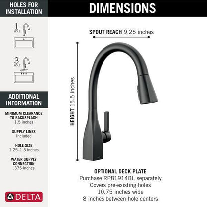 Pull-Down Kitchen Faucet - Matte Black - 1.8 GPM