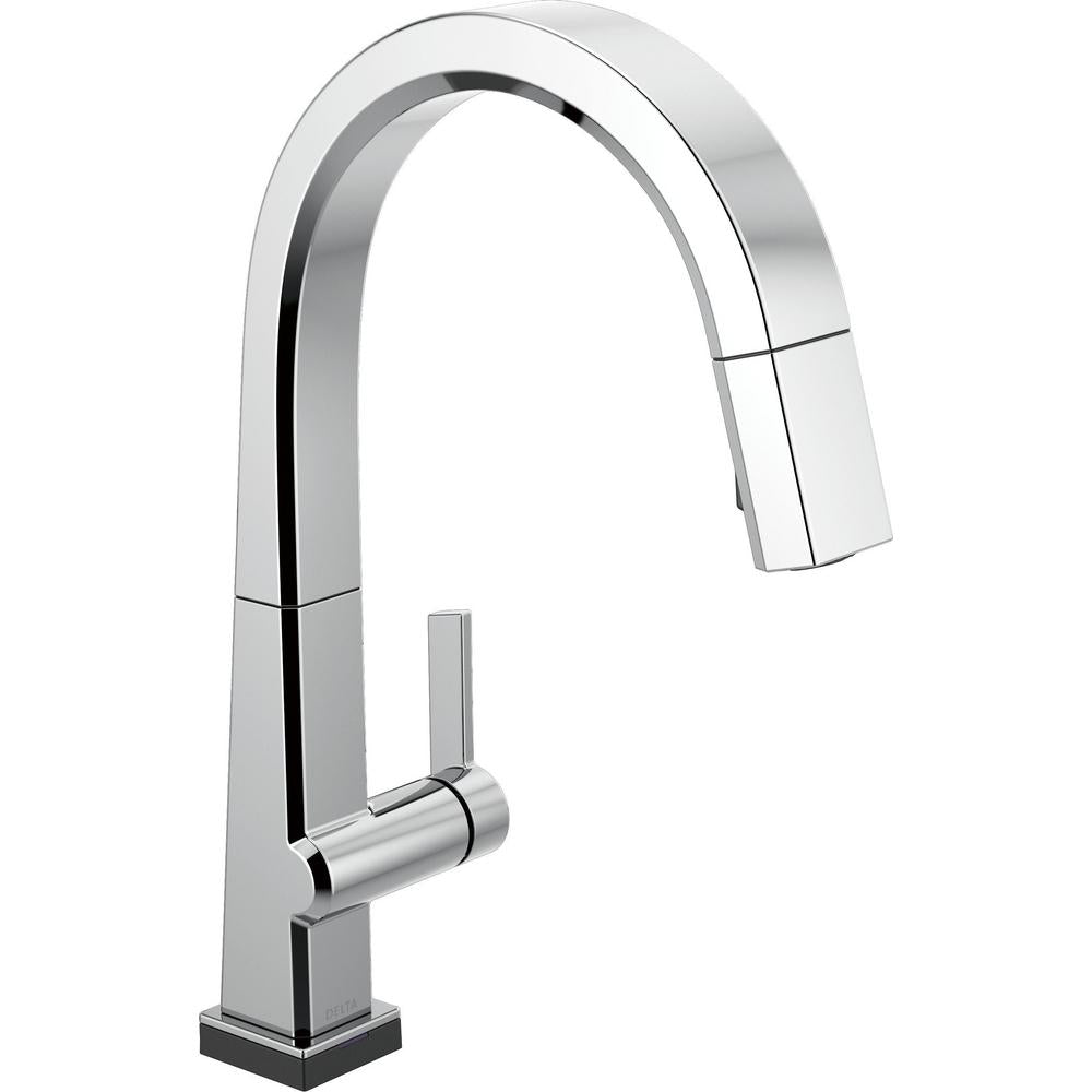 DELTA® 9193T-DST Pivotal™ Kitchen Faucet With Touch2O® Technology, 1.8 gpm Flow Rate, Polished Chrome, 1 Handles, 1 Faucet Holes, Function: Traditional