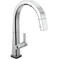 DELTA® 9193T-DST Pivotal™ Kitchen Faucet With Touch2O® Technology, 1.8 gpm Flow Rate, Polished Chrome, 1 Handles, 1 Faucet Holes, Function: Traditional
