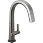 DELTA® 9193T-KS-DST Pivotal™ Kitchen Faucet With Touch2O® Technology, 1.8 gpm Flow Rate, Black Stainless, 1 Handles, 1 Faucet Holes, Function: Traditional