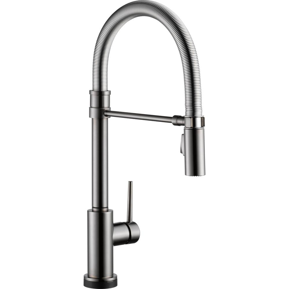 DELTA® 9659T-KS-DST Trinsic® Kitchen Faucet With Touch2O® Technology, 1.8 gpm Flow Rate, Black Stainless, 1 Handles, 1/3 Faucet Holes, Function: Traditional