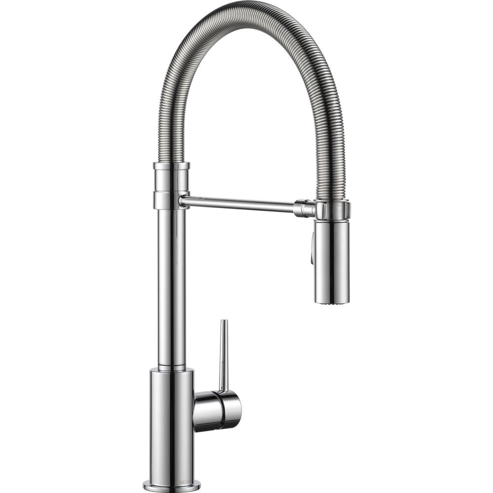 DELTA® 9659-DST Trinsic® Pull-Down Kitchen Faucet With Spring Spout, 1.8 gpm Flow Rate, Polished Chrome, 1 Handles, 1 Faucet Holes, Function: Traditional, Commercial