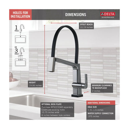 Pivotal - Exposed Hose Kitchen Faucet - Deck Mount - 1.8 GPM