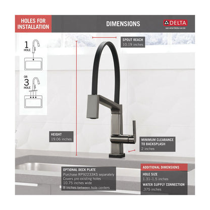 Pivotal - Exposed Hose Kitchen Faucet - Deck Mount - 1.8 GPM