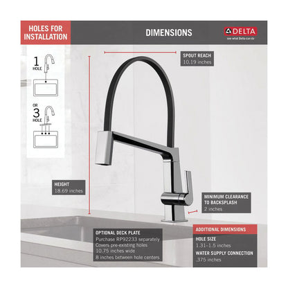 Pivotal - Exposed Hose Kitchen Faucet - 1.8 GPM - Deck Mount