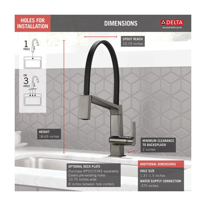 Pivotal - Exposed Hose Kitchen Faucet - 1.8 GPM - Deck Mount