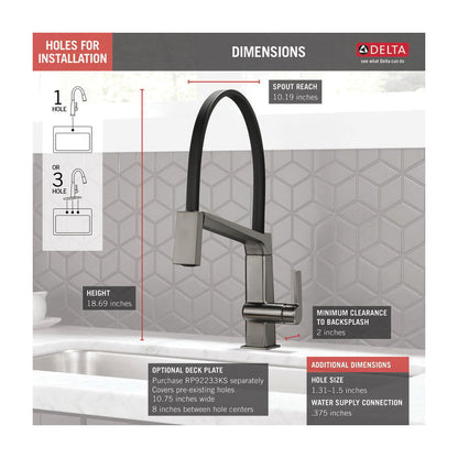 Pivotal - Exposed Hose Kitchen Faucet - 1.8 GPM - Deck Mount