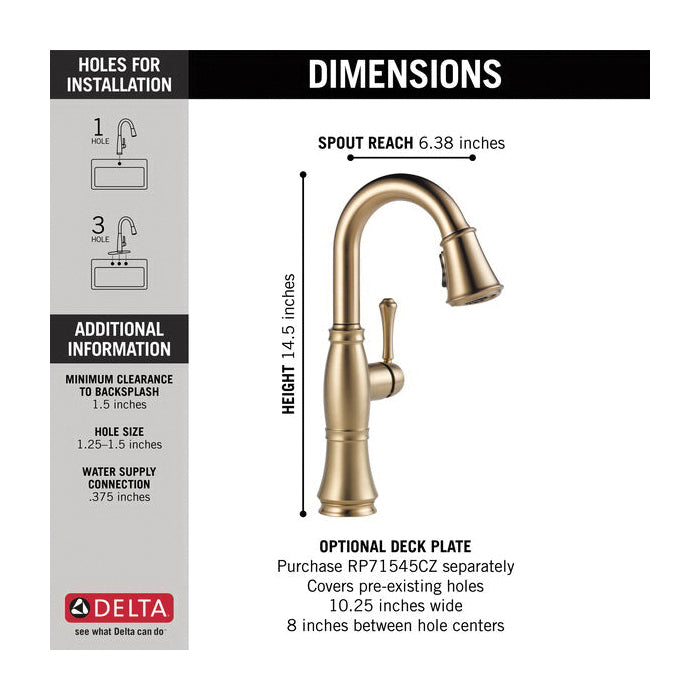Cassidy - Pull-Down Bar/Prep Faucet - Deck Mount - 1.8 GPM