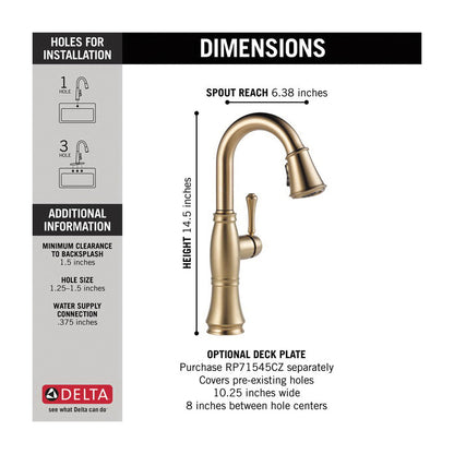 Cassidy - Pull-Down Bar/Prep Faucet - Deck Mount - 1.8 GPM