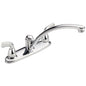 DELTA® B2310LF Foundations® Kitchen Faucet, 1.8 gpm Flow Rate, 8 in Center, Swivel Spout, Polished Chrome, 2 Handles, Import