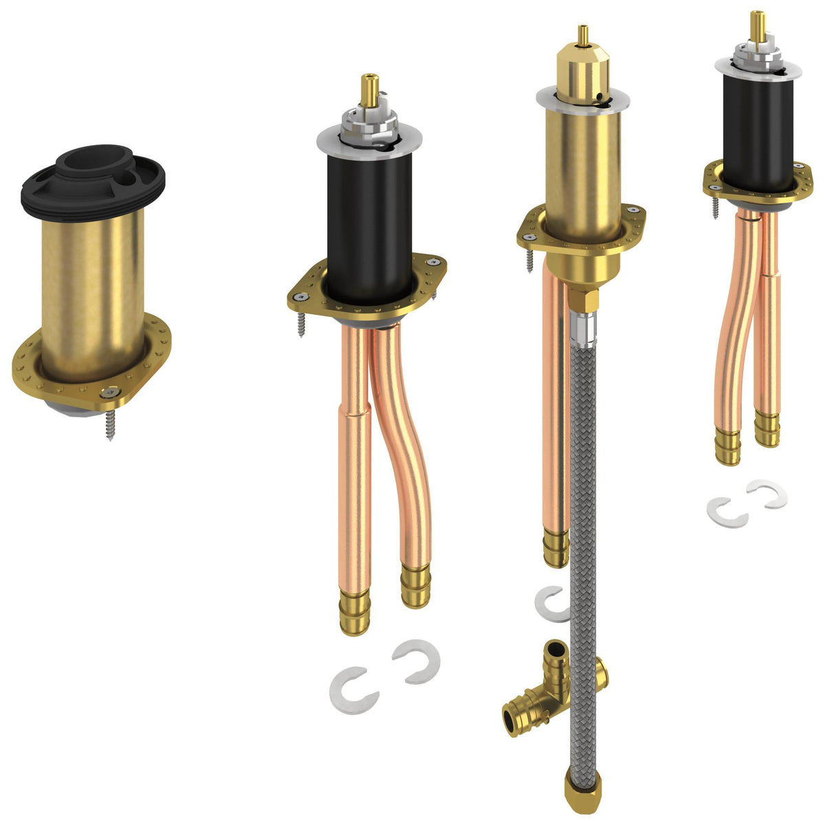 DELTA® R4707-MF Classic Roman Tub Rough-In Kit, PEX Inlet x PEX Outlet, 60 psi, 18 gpm, Solid Fabricated Brass Body