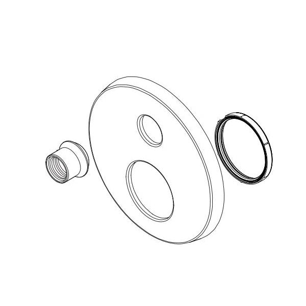 DELTA® Escutcheon Assembly and Valve Seal, For Use With Model T27959 Monitor® 17 Series Contemporary 2-Handle Valve Trim with 6-Setting Integrated Diverter, 0.56 in L x 6.63 in W x 6.63 in H, Domestic