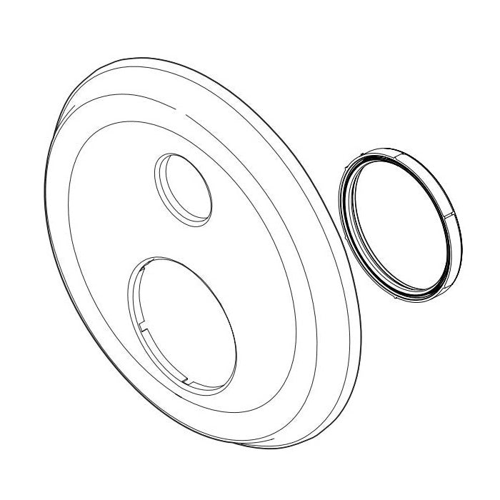 DELTA® Escutcheon Assembly, For Use With Model T27T897 TempAssure® 17T Series Traditional 2-Handle Valve Trim with 3-Setting Integrated Diverter, 0.69 in L x 7 in W x 7 in H, Domestic