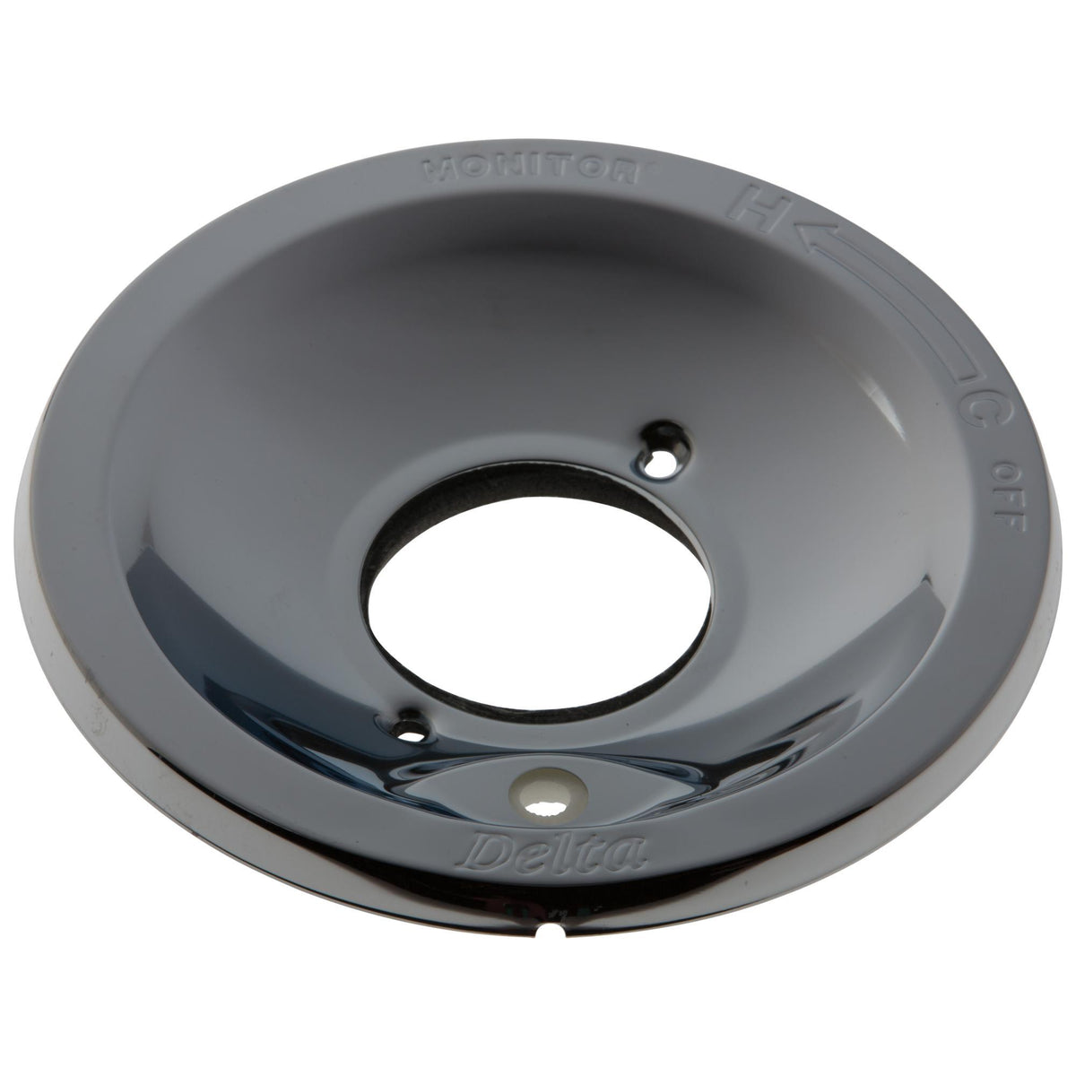 DELTA® RP21634 Deep Escutcheon With Push Button Diverter, For Use With 1-Handle Tub and Shower, 7 in H x 7 in W, Metal, Polished Chrome, Domestic