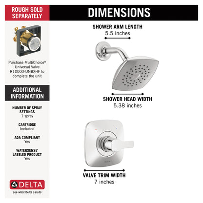 Modern 14 Series Square Shower Trim - 1.75 GPM Shower