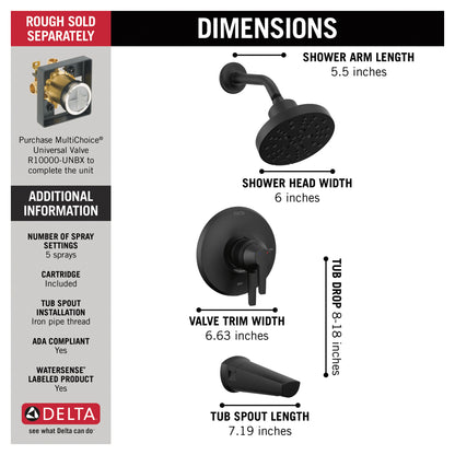 Galeon - Monitor 17 Series Tub and Shower Trim - Matte Black