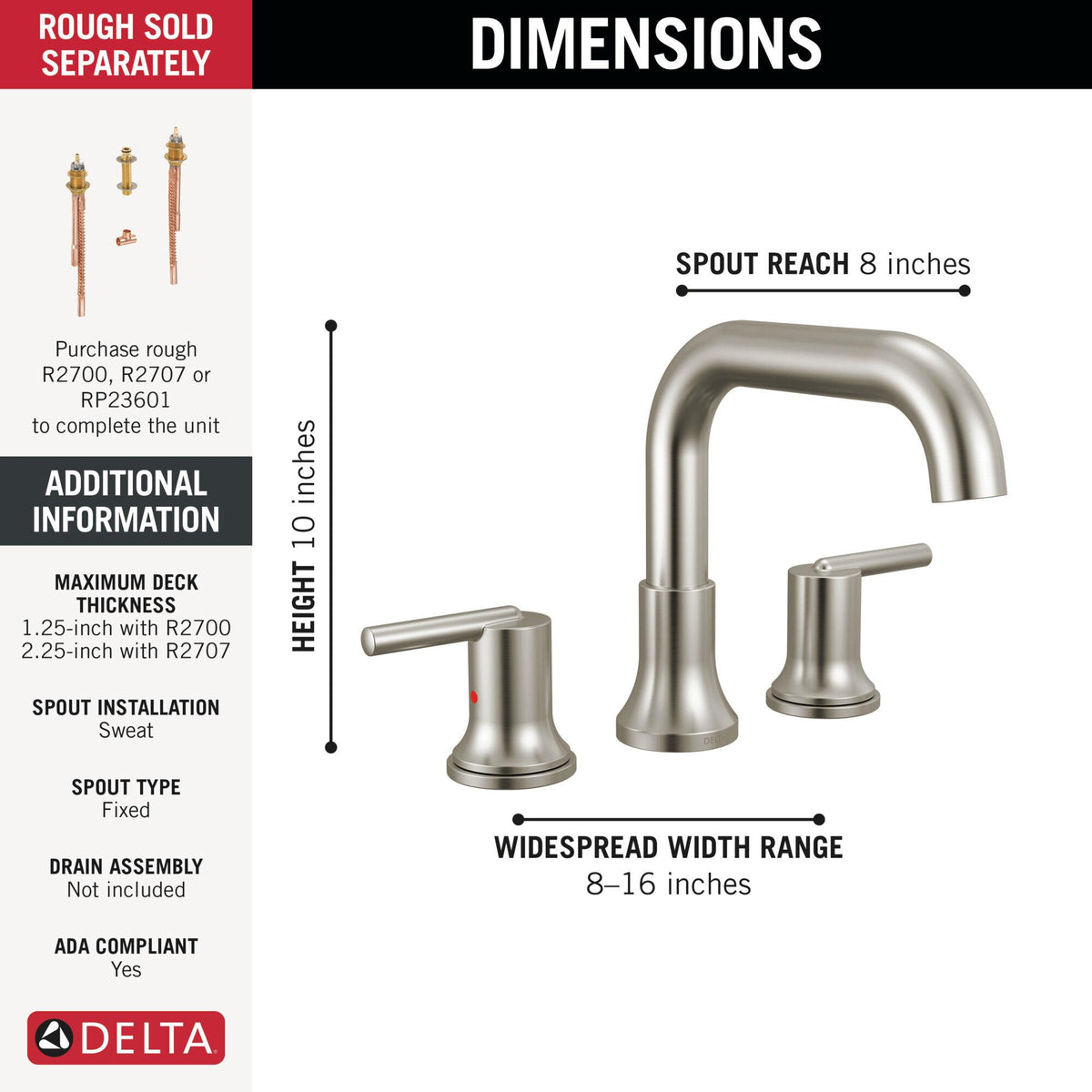 Trinsic - Roman Tub Faucet Trim - Stainless - Deck Mount