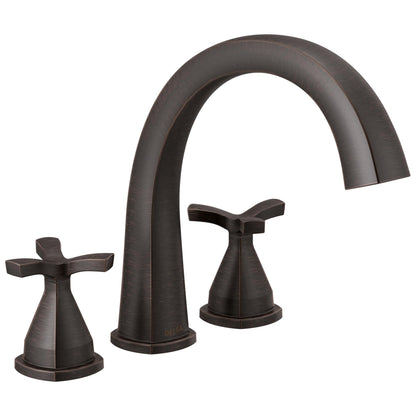 DELTA® Stryke™ Roman Tub/Whirlpool Faucet Trim, T27776, 1.75 gpm at 80 psi Flow Rate, 8 to 16 in Center, 2 Handles, Import