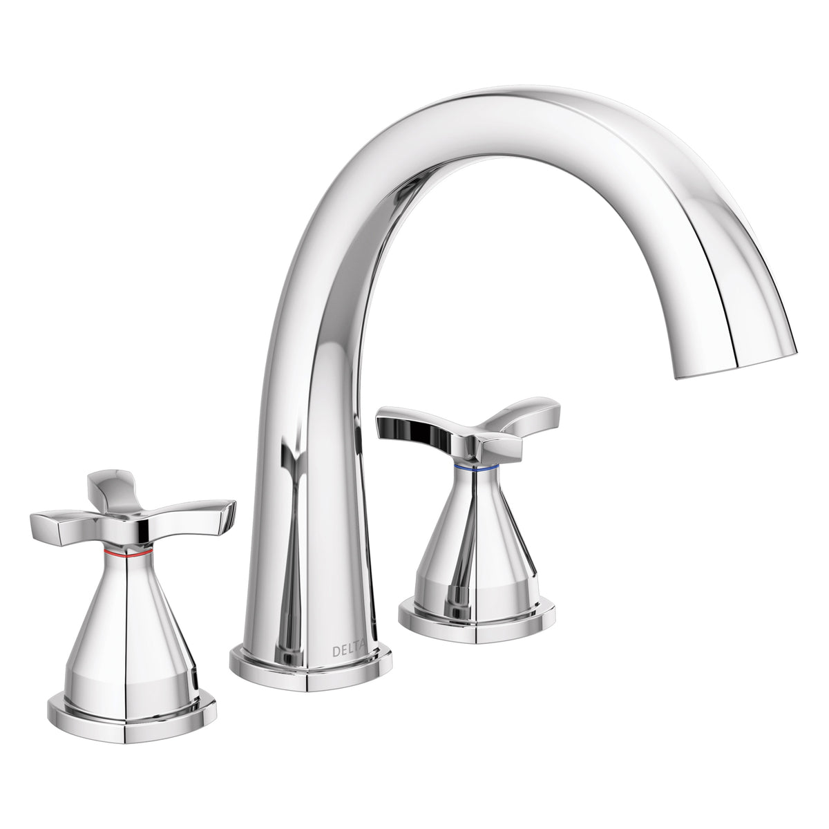DELTA® Stryke™ Roman Tub/Whirlpool Faucet Trim, T27776, 1.75 gpm at 80 psi Flow Rate, 8 to 16 in Center, 2 Handles, Import