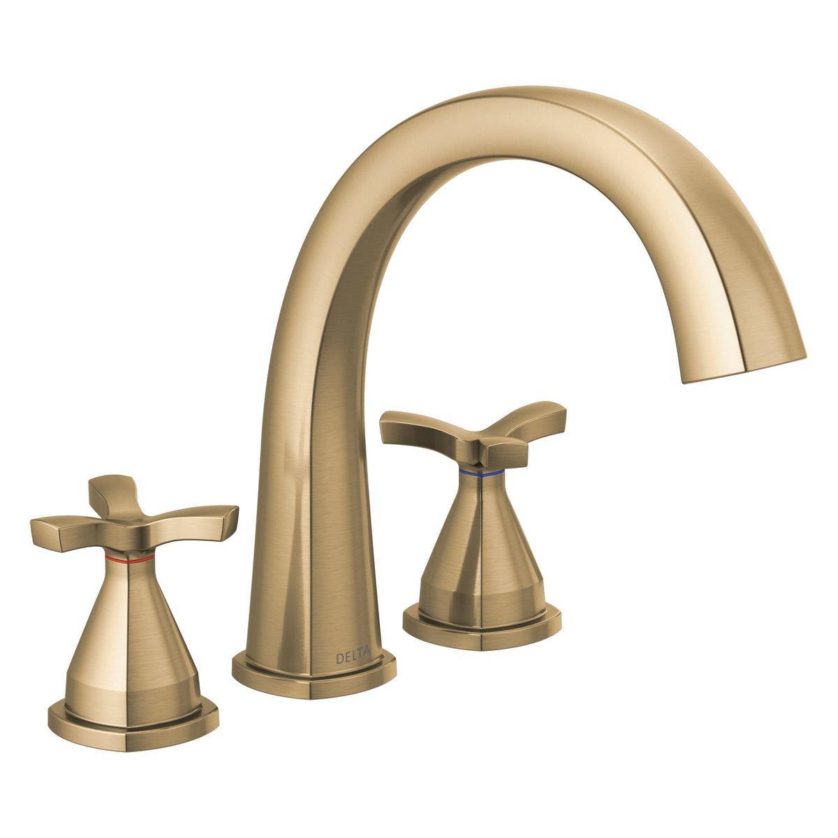 DELTA® Stryke™ Roman Tub/Whirlpool Faucet Trim, T27776, 1.75 gpm at 80 psi Flow Rate, 8 to 16 in Center, 2 Handles, Import