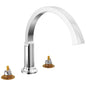 DELTA® T2788-PR-LHP Tetra™ Tub Faucet, 1.75 gpm Flow Rate, Lumicoat Chrome, 2 Handles, Tub Filler Function, Import