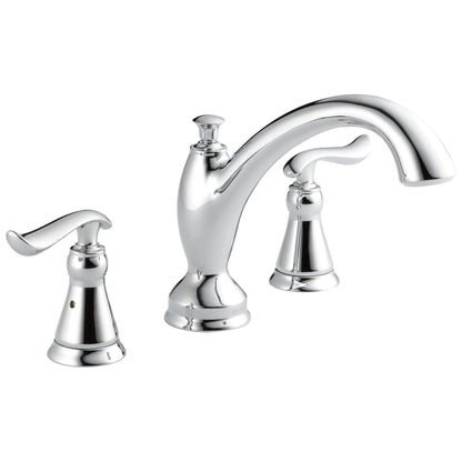 DELTA® Roman Tub Trim, Linden™, 18 gpm Flow Rate, 8 to 16 in Center, 2 Handles, Function: Traditional, Import