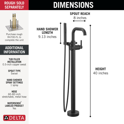 Trinsic - Floor Mount Tub Filler - Matte Black