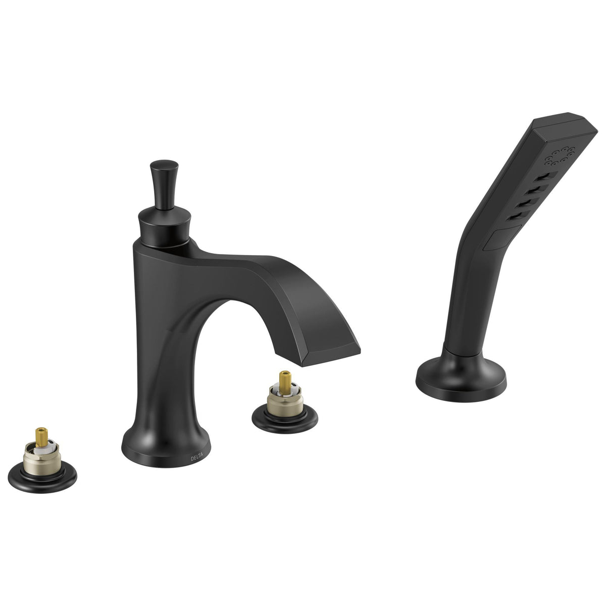 DELTA® Dorval™ Roman Tub With Diverter, Commercial/Residential, 18 gpm Flow Rate, 8 to 16 in Center, Function: Traditional