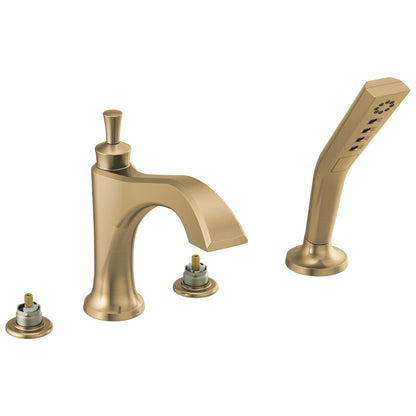 DELTA® Dorval™ Roman Tub With Diverter, Commercial/Residential, 18 gpm Flow Rate, 8 to 16 in Center, Function: Traditional