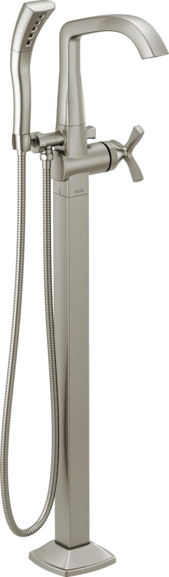 DELTA® T47766 Stryke™ Freestanding Floor Mount Tub Filler Trim, DELTA® Stryke™ Freestanding Floor Mount Tub Filler Trim, 10 gpm Flow Rate, 1 Handles, Domestic