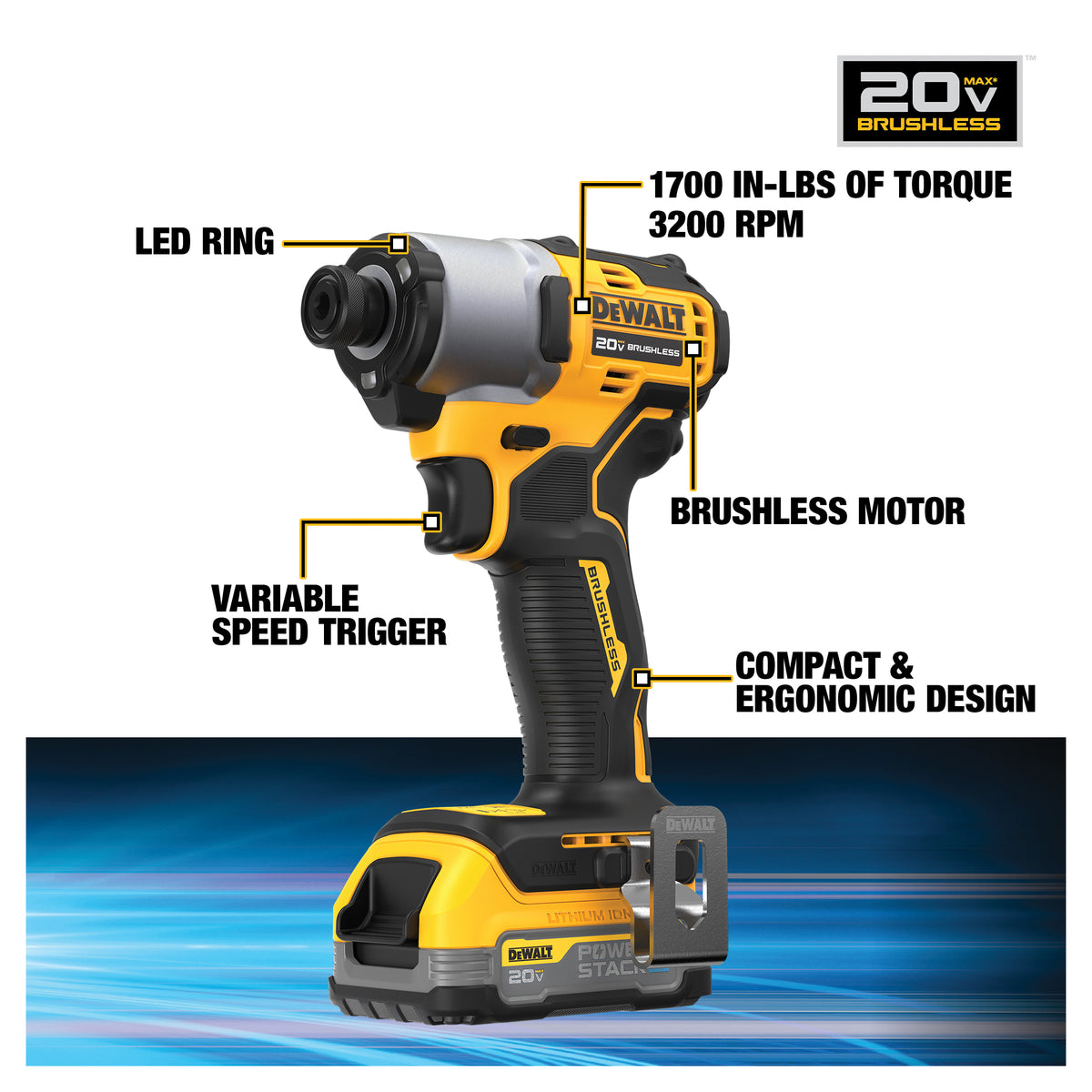 Brushless Cordless Impact Driver Kit - 1/4" - 20 V