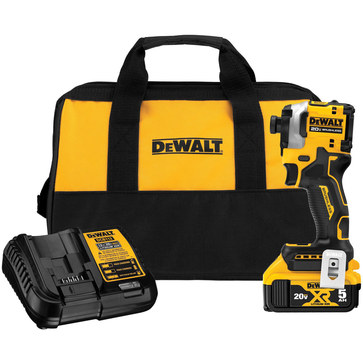 DeWALT® ATOMIC™ DCF850P1 3-Speed Brushless Cordless Impact Driver Kit, 1/4 in, 2800 ipm, 1825 in-lb Torque, 20 V