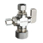 dahl dahal-Eco™ mini-ball™ 511-33-31-30 Dual Outlet Straight Supply Stop Valve, 5/8 x 3/8 x 1/4 in Nominal, Compression End Style, Brass Body, Polished Chrome, Domestic