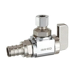 dahl dahal-Eco™ mini-ball™ 611-PX3-30 Angle Supply Stop, 1/2 x 1/4 in Nominal, PEX x Compression End Style, Brass Body, Polished Chrome, Domestic